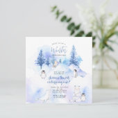 Mountain Forest Animal Winter Onederland Geburtsta Einladung (Stehend Vorderseite)