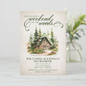 Mountain Forest Bachelorette Wochenende Einladung (Stehend Vorderseite)