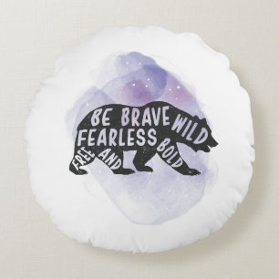 Mountain Forest Bear Lover Silhouette Rundes Kissen