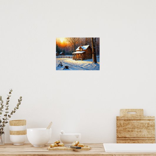 Mountain Forest Cabin Art Poster (Küche)