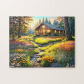 Mountain Forest Cabin Art Puzzle (Horizontal)