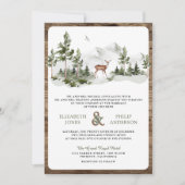 Mountain Forest Deer QR Code Alles in Einem Hochze Einladung (Vorderseite)