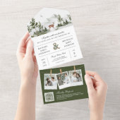 Mountain Forest Deer QR Code Photo Collage Wedding All In One Einladung (Abreißen)