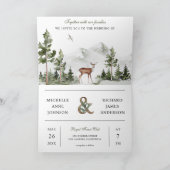 Mountain Forest Deer QR Code Photo Wedding Einladung (Innenseite)