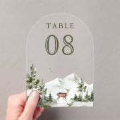 Mountain Forest Deer Wedding Acrylic Table Number Acryleinladungen (Insitu (Handheld))