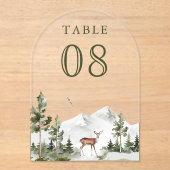 Mountain Forest Deer Wedding Acrylic Table Number Acryleinladungen (Vorderseite)