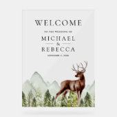 Mountain Forest Deer Wedding Welcome Acrylschild (Vorderseite)