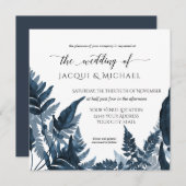 Mountain Forest Greenery Fern Delft Blue Wedding Einladung (Vorne/Hinten)