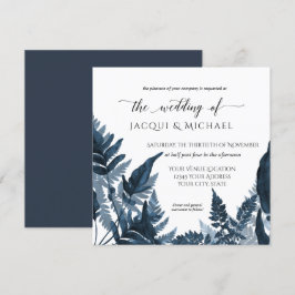 Mountain Forest Greenery Fern Delft Blue Wedding Einladung