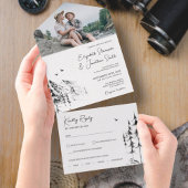 Mountain Forest, handgezeichnetes Foto All In One Einladung