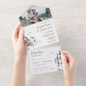 Mountain Forest, handgezeichnetes Foto All In One Einladung (Abreißen)