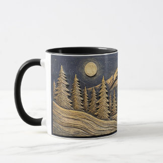Mountain Forest Mondlicht-Tasse - Naturgravur Tasse