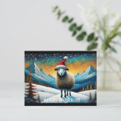 Mountain Forest Niedlich Baby Sheep Weihnachtsfeie Postkarte (Stehend Vorderseite)