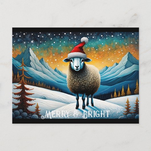 Mountain Forest Niedlich Baby Sheep Weihnachtsfeie Postkarte (Vorderseite)