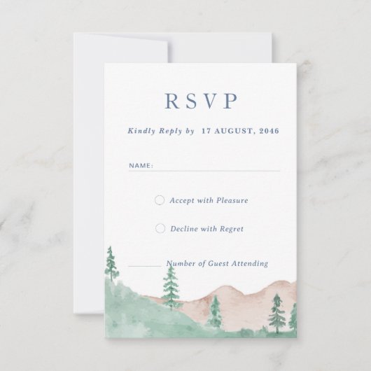 Mountain Forest Range Wedding RSVP Response Card (Vorderseite)