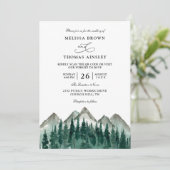 Mountain Forest Rustic Budget QR Code Wedding Einladung (Stehend Vorderseite)