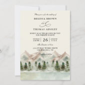 Mountain Forest Rustic Budget QR Code Wedding Einladung (Vorderseite)