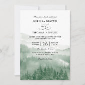 Mountain Forest Rustic Tree Budget QR Code Wedding Einladung (Vorderseite)