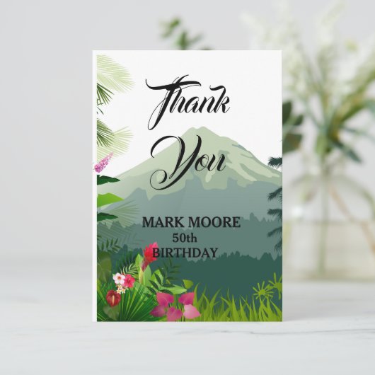 Mountain & Forest Sunset Dankeskarte (Stehend Vorderseite)