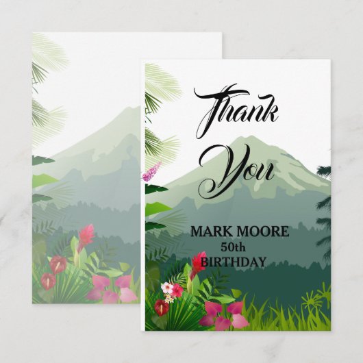 Mountain & Forest Sunset Dankeskarte (Vorne/Hinten)