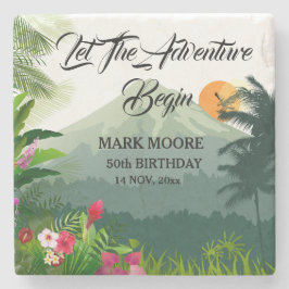 Mountain & Forest Sunset Einladung zum Geburtstag Steinuntersetzer