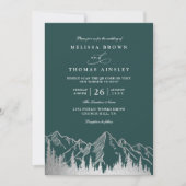 Mountain Forest Trees Pine Rustic QR Code Wedding Einladung (Vorderseite)