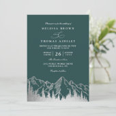 Mountain Forest Trees Pine Rustic QR Code Wedding Einladung (Stehend Vorderseite)