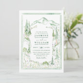 Mountain Forest Trees Rustic QR Code Wedding Einladung (Stehend Vorderseite)