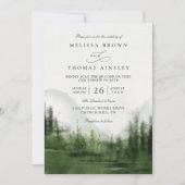 Mountain Forest Trees Rustic QR Code Wedding Einladung (Vorderseite)