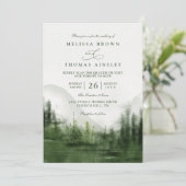 Mountain Forest Trees Rustic QR Code Wedding Einladung (Stehend Vorderseite)
