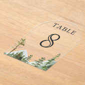 Mountain Forest Trees Wedding Acrylic Table Number Acryleinladungen (Ablage )