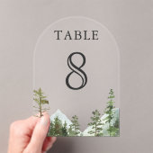 Mountain Forest Trees Wedding Acrylic Table Number Acryleinladungen (Insitu (Handheld))