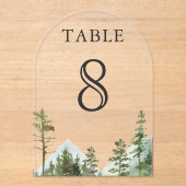 Mountain Forest Trees Wedding Acrylic Table Number Acryleinladungen (Vorderseite)