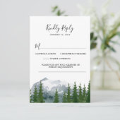 Mountain Forest Watercolor Wedding RSVP QR Code Karte (Stehend Vorderseite)