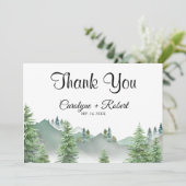Mountain Forest Wedding Danke Karte (Stehend Vorderseite)