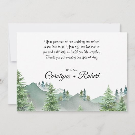 Mountain Forest Wedding Danke Karte (Rückseite)