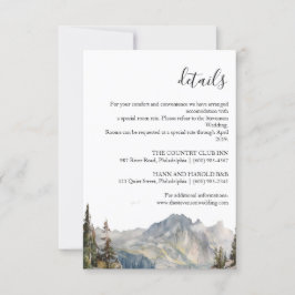 Mountain forest Wedding Details card Einladung