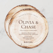 Mountain Forest Wedding Holz Scheibe Rustikal Einladung (Vorne/Hinten)