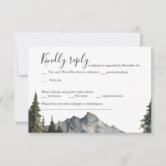 Mountain Forest Wedding RSVP Card Einladung (Vorderseite)