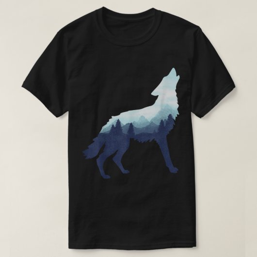 Mountain Forest Wolf Silhouette T-Shirt (Design vorne)