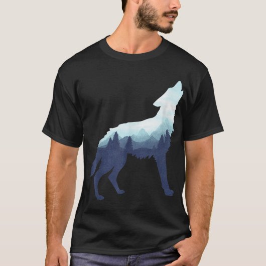 Mountain Forest Wolf Silhouette T-Shirt (Vorderseite)