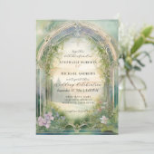 Mountain Forest Woodland Fantasy Elegante Hochzeit Einladung (Stehend Vorderseite)