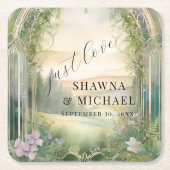 Mountain Forest Woodland Just Liebe Elegante Hochz Rechteckiger Pappuntersetzer (Vorderseite)