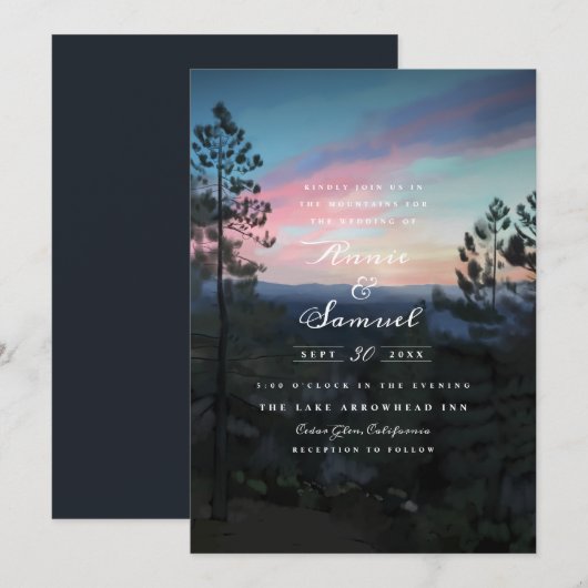 Mountain Getaway Wedding Einladung (Vorne/Hinten)