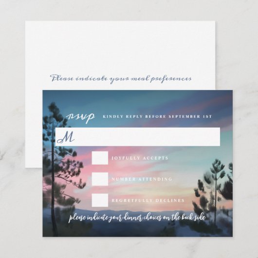 Mountain Getaway Wedding RSVP Karte (Vorne/Hinten)