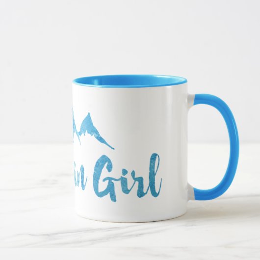 Mountain Girl Blue Watercolor Tasse (Rechts)
