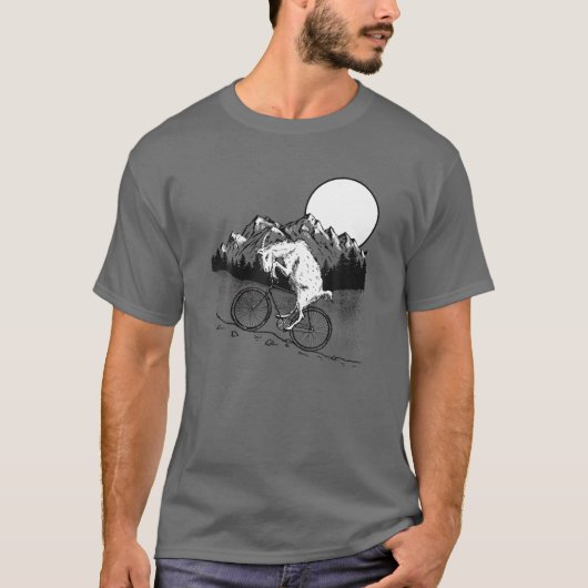 Mountain Goat Funny Mountain Bike Goat Biker Vin T-Shirt (Vorderseite)