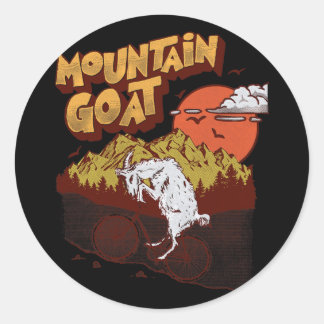 Mountain Goat Funny Mountain Biking Goat Biker Vin Runder Aufkleber