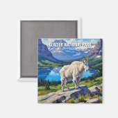 Mountain Goat in Glacier National Park Travel Magnet (Vorderseite/Rückseite)