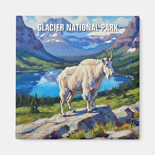 Mountain Goat in Glacier National Park Travel Magnet (Vorne)